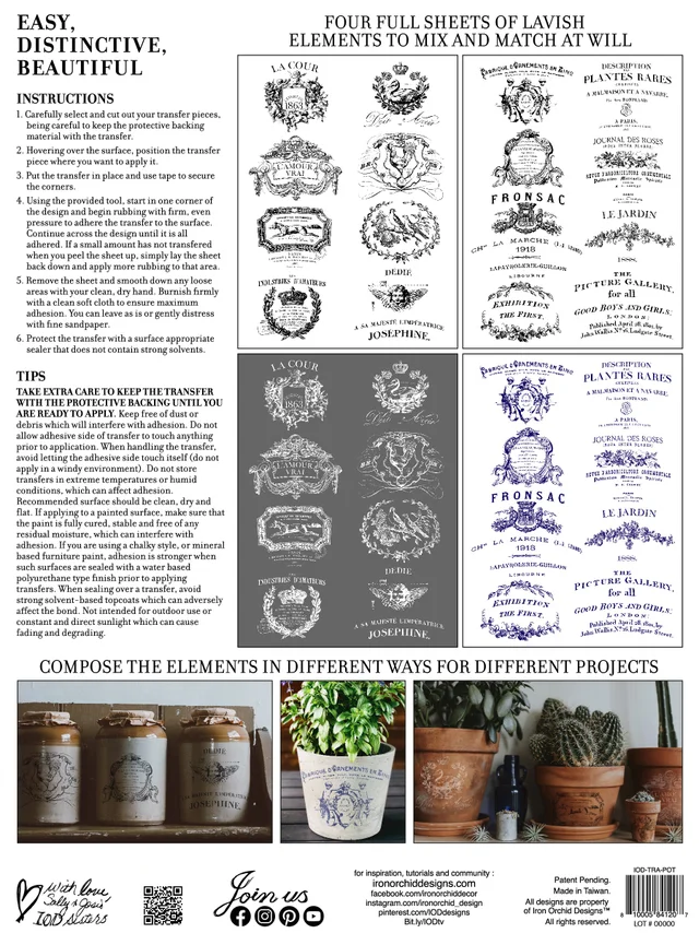 Traditional Pots - IOD Decor Transfer - Sonnet's Garden Blooms -   Creator - DIY for Home Decor
